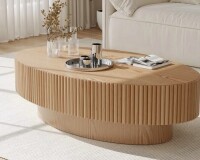 Corrigan Studio 44.4" Solid Wood Oval Coffee Table with Fluted Design in Natural New in Box $499