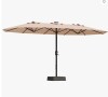 Latitude Run 15FT Double-Sided Rectangle Patio Umbrella with Base &ndash; Outdoor Market Sun Shade &ndash; UV-Resistant, Waterproof Polyester Canopy, Crank Handle &ndash; For Poolside, Backyard, Garden Table &ndash; Beige New in Box $299
