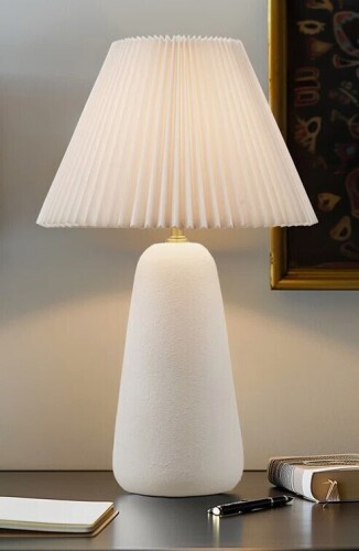 INK+IVY Veluna Textured Ceramic Table Lamp With Fluted Fabric Shade New In Box $299
