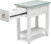 Sea Winds Trading Picket Fence Chairside Table Kiln-Dried Solid Wood Distressed Bleu/White Finish 25 Inch Height 14 Inch Width 23 Inch Depth New In Box $499