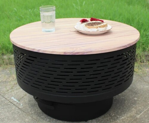 17 Stories Darek Outdoor Fire Pit Table with Grill & Lid, 17" H x 26" W x 26" D New In Box $299