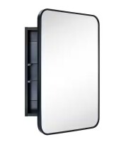 TEHOME Garnes 16.5 in. W x 24 in. H Rectangular Recessed or Surface Mount Metal Framed Medicine Cabinet with Mirror in Black New In Box $299