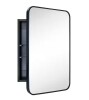 TEHOME Garnes 16.5 in. W x 24 in. H Rectangular Recessed or Surface Mount Metal Framed Medicine Cabinet with Mirror in Black New In Box $299