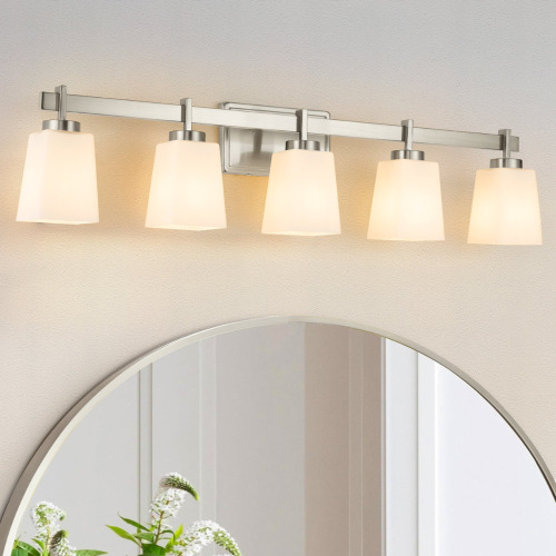 Ebern Designs ETL Certificated Vanity Light with Milk Glass Shades, Modern Bathroom Light Fixture New In Box $399