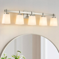 Ebern Designs ETL Certificated Vanity Light with Milk Glass Shades, Modern Bathroom Light Fixture New In Box $399
