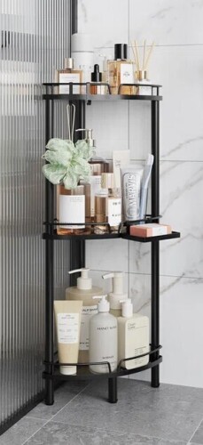 Rebrilliant Corner Shower Caddy Stand - 3-Tier Floor Shower Organizer With Soap Holder, Adjustable Non-Slip Feet, 4 Hooks And Rustproof Stainless Steel Construction For Bathroom Storage -Black $89