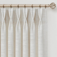 East Urban Home Memory Trained Pinch Pleated Curtains 90 Inches Long, Linen Curtains For Living Room, 2 Panel Set Pinch Pleated Drapes With Hooks, Light Filtering Window Treatment, 40" W X 90" L, Beige White New $199