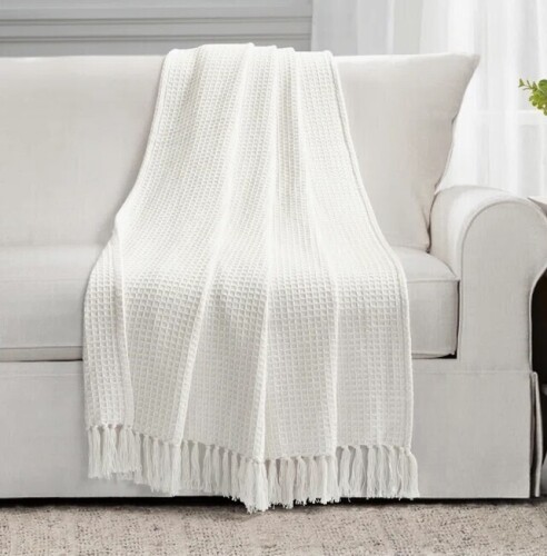 Lush Decor Waffle Cotton Knit Cotton Throw New In Box $89