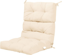 Graffy Outdoor Chair Cushion 45&rdquo; x 22&rdquo; x 4.5&rdquo;, High Back Tufted Seat Cushion with Ties, Waterproof All-Weather Indoor Rocking Chair Replacement Pads, Patio Wicker Furniture Cushion, Beige New In Box $99