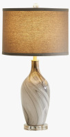 Mercer41 Autry 25.8"silky Gray Glass Table Lamp With Crystal Base New In Box $299