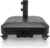 RAOKUKH Patio Umbrella Base Heavy Duty with Wheels Square Market Stand for Outdoor 4 Locks 2 Knobs 125lb Capacity, Black New In Box $199