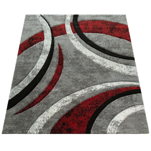 Wade Logan&reg; Ultan Abstract Gray Red Area Rug, Rectangle 3'11" x 5'7" $199
