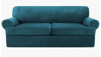 Rebrilliant Velvet Stretch 3 Piece T Cushion Sofa Slipcovers for 2 Couch Covers with 2 Individual T Cushion Covers Machine Washable New in Box $99