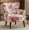 East Urban Home Upholstered Mid Century Modern Floral Accent Armchair with Solid Wood Legs New in Box $699