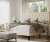 Mercury Row Hegg King Size Linen Tufted Upholstered Platform Bed with Wood Slats Headboard Included New in Box $999