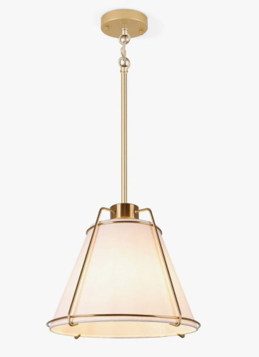 Mercer41 Leibuy 1 - Light Brass Pendant Metal Chandelier Fabric Shade New in Box $299