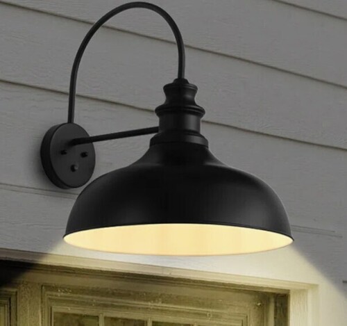 AIWEN 1-Light 19.68 inch Oversize Classic Farmhouse Black Dusk To Dawn Auto Outdoor Wall Light New In Box $299