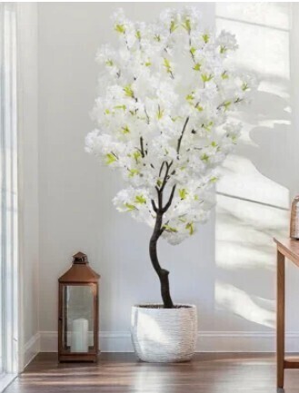 Latitude Run&reg; 6 ft. Artificial White Cherry Blossom Tree With Flowers, Faux Cherry Blossom Tree In Pot New In Box $199
