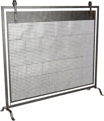 Deco 79 Metal Geometric Living Room Fireplace Screen Suspended Grid Single Panel Fire Spark Guard with Bolted Detailing, Screen 38" x 9" x 35", Black $299