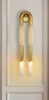 Cocowood Goods 30 Inch Brass Wall Sconce, Decorative Natural Off-White Horsehair Vintage Sconces Wall Decor With Frosted Glass Shade, Mid-Century Modern Wall Lights For Hallway, Bedroom Or Living Room New In Box $799
