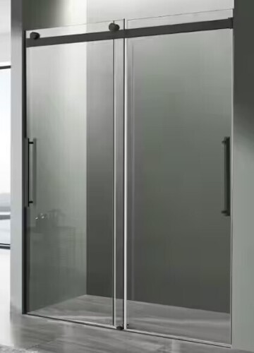 ANZZI Stellar Series 45 to 48 in. x 76 in. H Sliding Frameless Shower Door in Matte Black with Tsunami Guard Tempered Glass New In Box $599