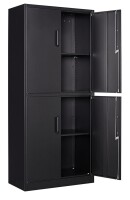 Yizosh Metal Storage Locking Cabinet with 4 Doors and 2 Adjustable Shelves, 71" Lockable Garage Tall Steel Cabinet, for Home Office, Living Room, Pantry, Gym, Commercial Storage (Black) in Box $499