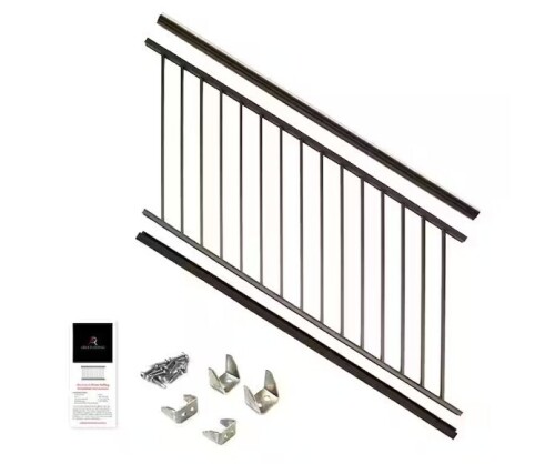 Aria Railing 36 in. x 91.31 in. Bronze Powder Coated Aluminum Preassembled Deck Stair Railing New Shelf Pull $499