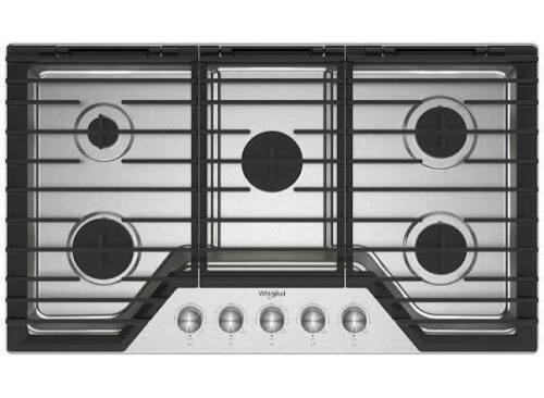Whirlpool - 36 in. Wide 5 burners Gas Cooktop - Stainless Steel New Floor Model $1499
