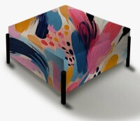 Design Art Pink And Blue Abstract Paint Stripes - Abstract Large Square Ottoman, 16'' H X 29'' W X 29'' D New In Box $399