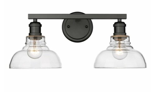Golden Lighting Carver 2-Light Bathroom Vanity Light in Matte Black New In Box $299