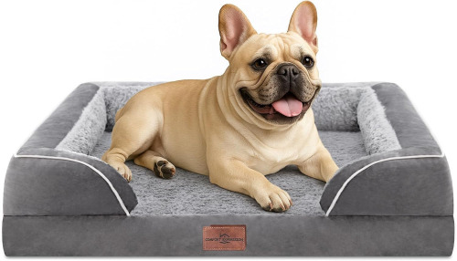 Comfort Waterproof Orthopedic Foam Dog Sofa Bed for Medium Large Dogs Comfy Pet Bed with Washable Removable Cover & Non-Slip Bottom (Medium,Grey) | Waterproof Dog Couch Bed with Washable Cover & Non-Slip Bottom, Supportive Egg Crate Foam Medium Pet Bed, 3
