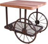 Acme Francie Rectangular Wooden End Table with Shelf in Oak and Antique Gray New in Box $299