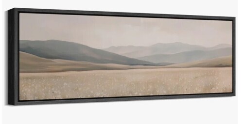 IDEA4WALL Green Tan Mountain Landscape Artwork, Neutral Wall Pictures, Giclee Canvas Digital Print Extra Large Framed Wall Art, 20" x 60" New in Box $299