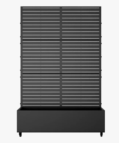 Latitude Run 6 ft. H x 4 ft. W Metal Planter Box privacy screen Garden Bed with Trellis and Wheels - Black New in Box $399