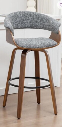 George Oliver Devlin Linen Fabric Upholstered Swivel Mid-Century Stool in Gray New in Box $399