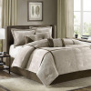 Madison Park Cozy Comforter Set Casual Blocks Design All Season, Matching Bed Skirt, Decorative Pillows, Cal King (104"x92"), Dallas Corduroy, Taupe Brown, 7 Piece New In Box $299