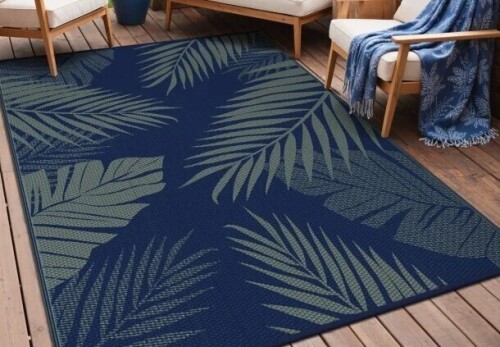 Foundry Select Shimeek Reversible Blue / Green Waterproof Outdoor Mat, 8' x 10' New in Box $299