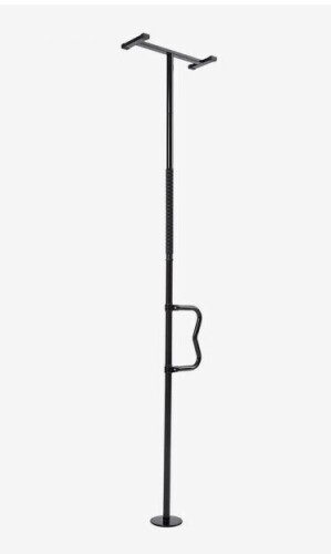 VEVOR Floor-to-Ceiling Transfer Pole, Tension Mounted Bathroom Grab Bar with Anti-Slip Curve Handle, 300 Lbs Capacity Security Pole for Elderly, Ideal Senior Safety Pole for 7-10 Ft Ceilings, Black New in Box $299