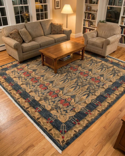 Kensington Collection 10' x 10' Kensington Square Rug, Navy Blue, New $1,399