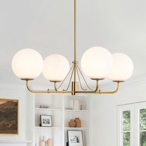 Mercer41 4-light Dimmable Opal Glass Globe Chandelier New In Box $399