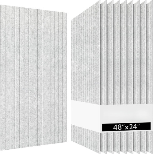 Olanglab Acoustic Wall Panels 8 Pack, 48 x 24 per Acoustic Panels Sound Absorbing, Decorative Sound Panels for Home Studio and Office, Silver Gray New In Box $299