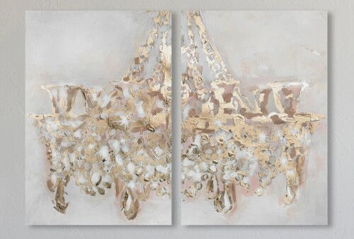 Oliver Gal Prints Abstract "Abstract Chandelier Glam Gold" by Oliver Gal 2 - Pieces Painting Print, 36" H x 48" W x 1.5" D New In Box $399