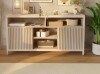 17 Stories Fluted TV Stand For 65" TV, Adjustable Shelves in Oak Gray New In Box $499