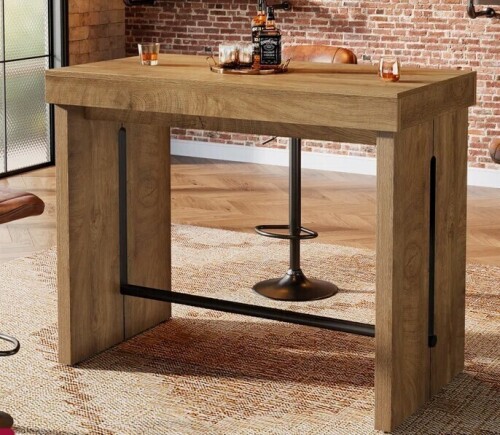 17 Stories 41.3" Counter Height Bar Table, Pub Bar Table With Metal Footrest New in Box $399