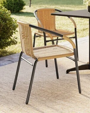 Flash Furniture Arthor Rattan Indoor/Outdoor Stacking Restaurant Chair New in Box $299