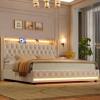 Willa Arlo Interiors Glastonbury Velvet Upholstered Wingback Storage Bed with LED Lights NEw in Box $699