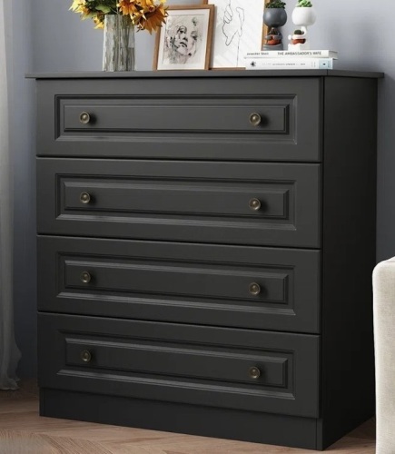 Red Barrel STudio 29.5" W Modern 4 Drawer Dresser, Drawer Chest, Wooden Storage Dresser in Black New in Box $599