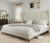 Latitude Run Beauviore Queen Size Upholstered Platform Bed Frame Wingback Bed New Shelf Pull $699