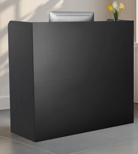 Ebern Designs Reception Desk Rectangular Front Counter Table 47.24 in Black Office Table in Box $299