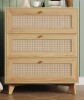 Bay Isle Home Rattan Nightstand with 3 Drawers & USB Charging Port Modern Bedroom Night Stand (Natural) New in box $299